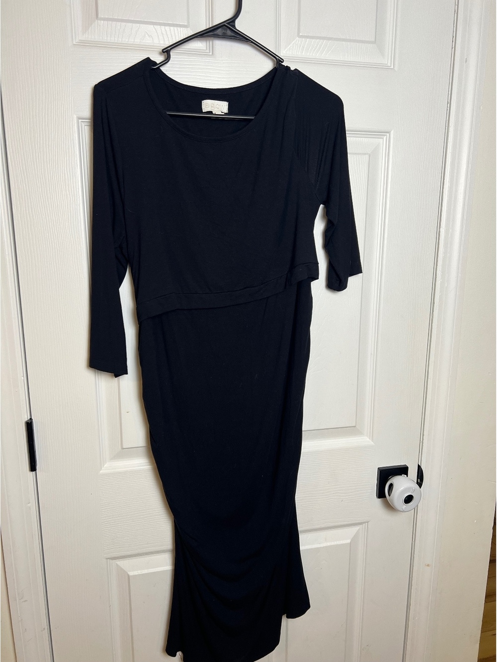 Aglowa:glow Maternity Nursing Midi Dress Black Long Sleeve Size L